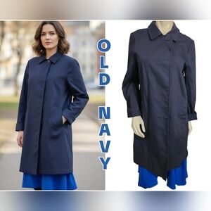 Old Navy Women's Navy Blue Trench Coat Size M NWT